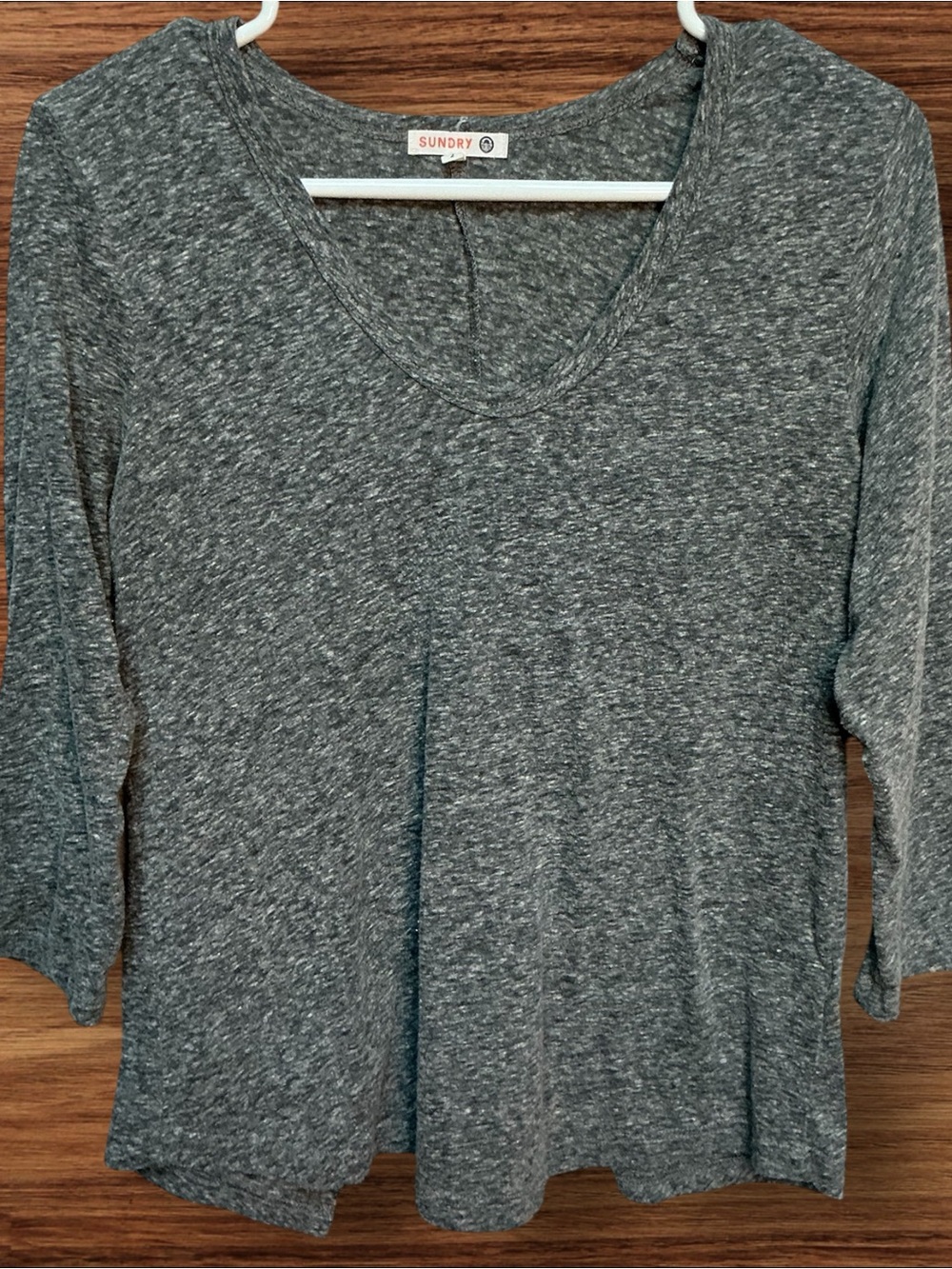 Sundry Heathered Gray Scoop Neck Long Sleeve Tee